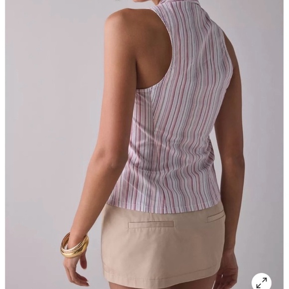 NWT Urban Outfitters Party Girl Cotton-Blend Button Down Sleeveless Shirt - Picture 2 of 6